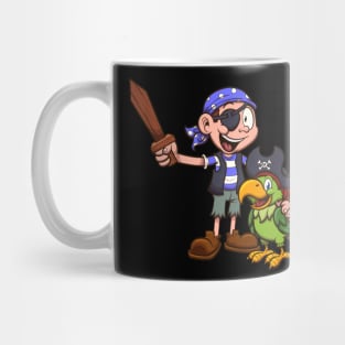 Pirate Kid And Parrot Mug